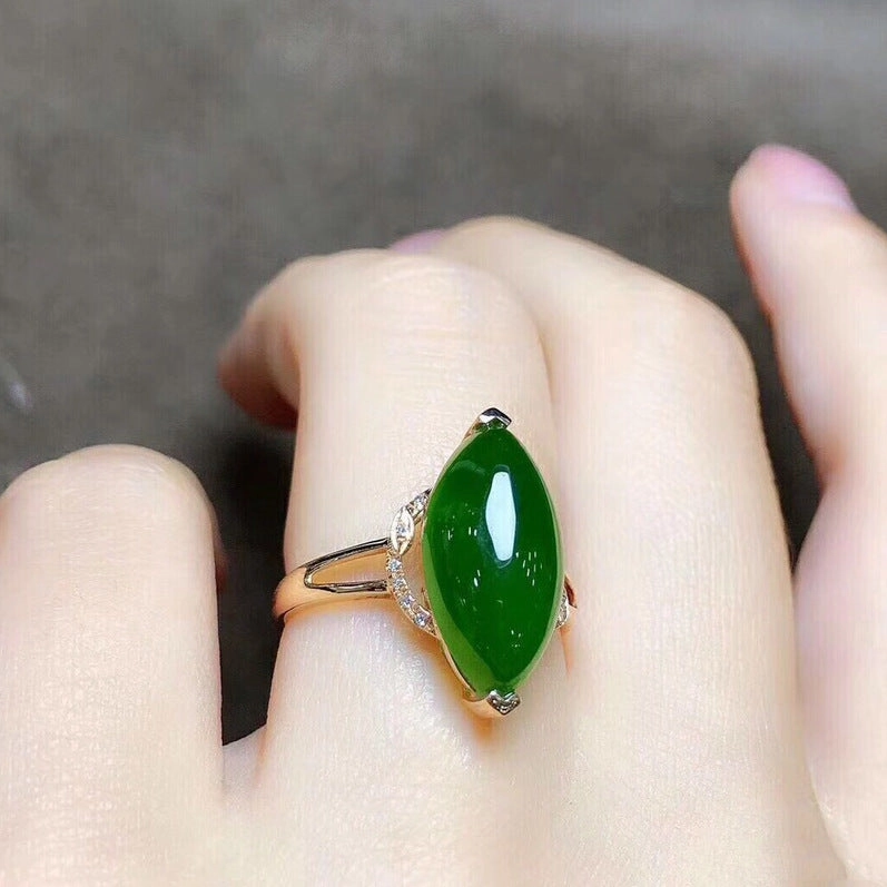 Wholesale Copper Olive Shaped Imitation Mosang Diamond Rings