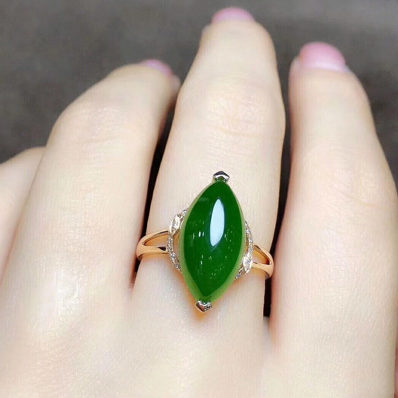 Wholesale Copper Olive Shaped Imitation Mosang Diamond Rings