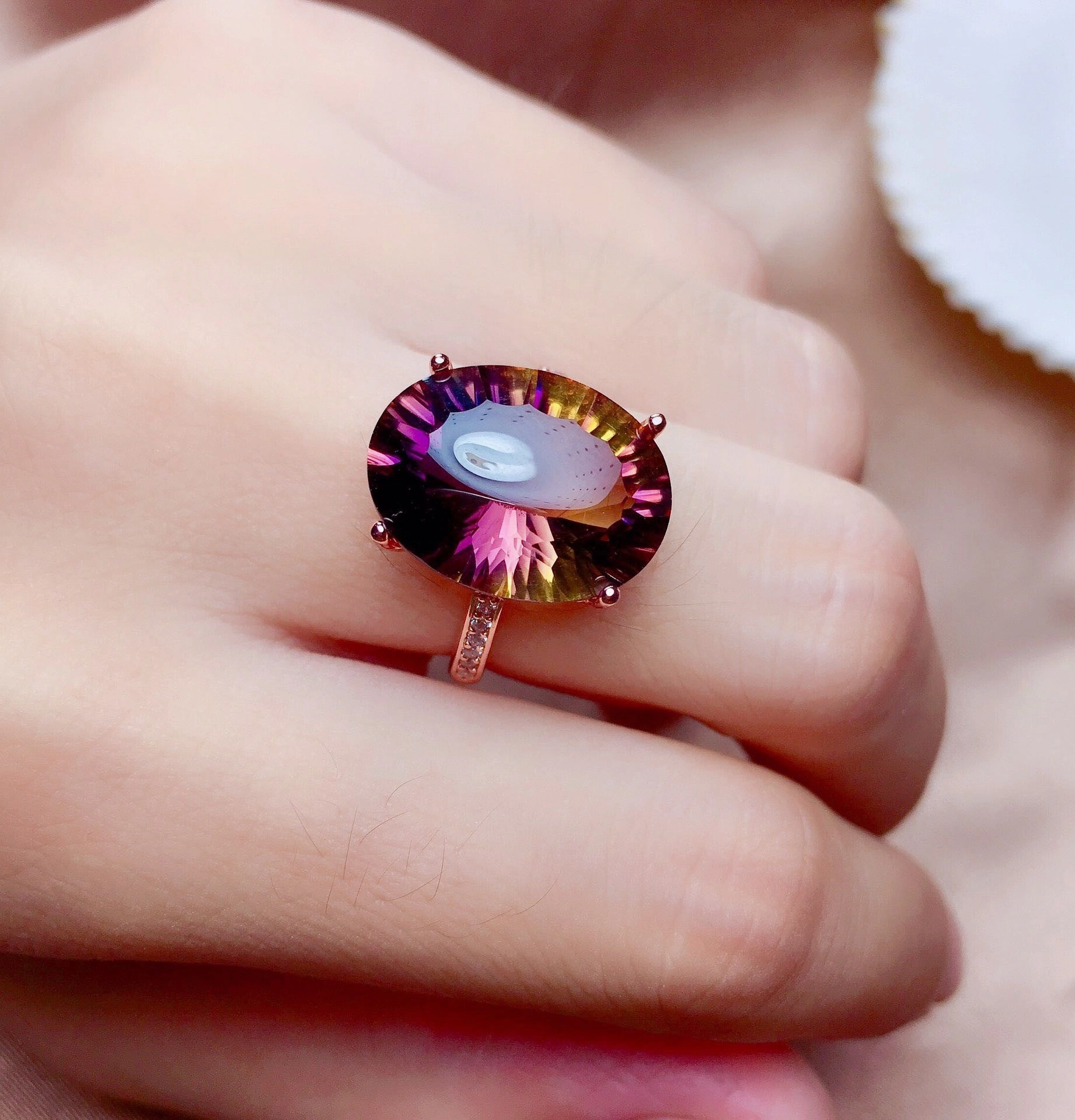 Wholesale Copper Oval Purple Gemstone Rings