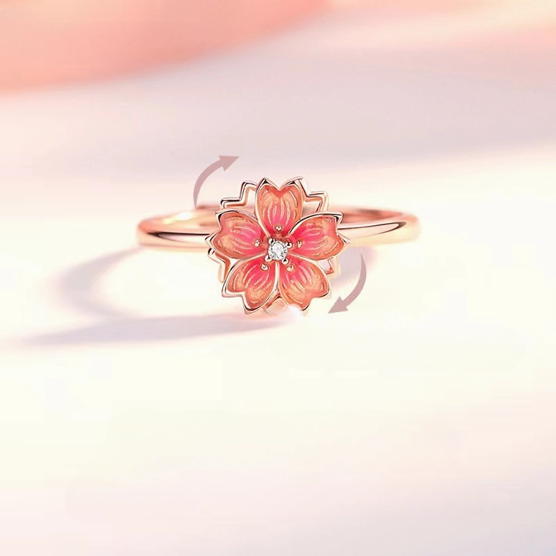 Wholesale Copper Peach Blossom Rotating Ring