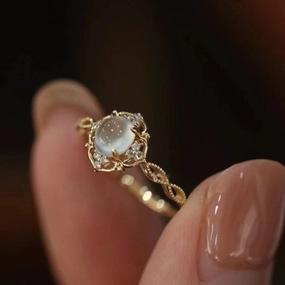 Wholesale Copper Plated Moonstone Woven Hollow Rings