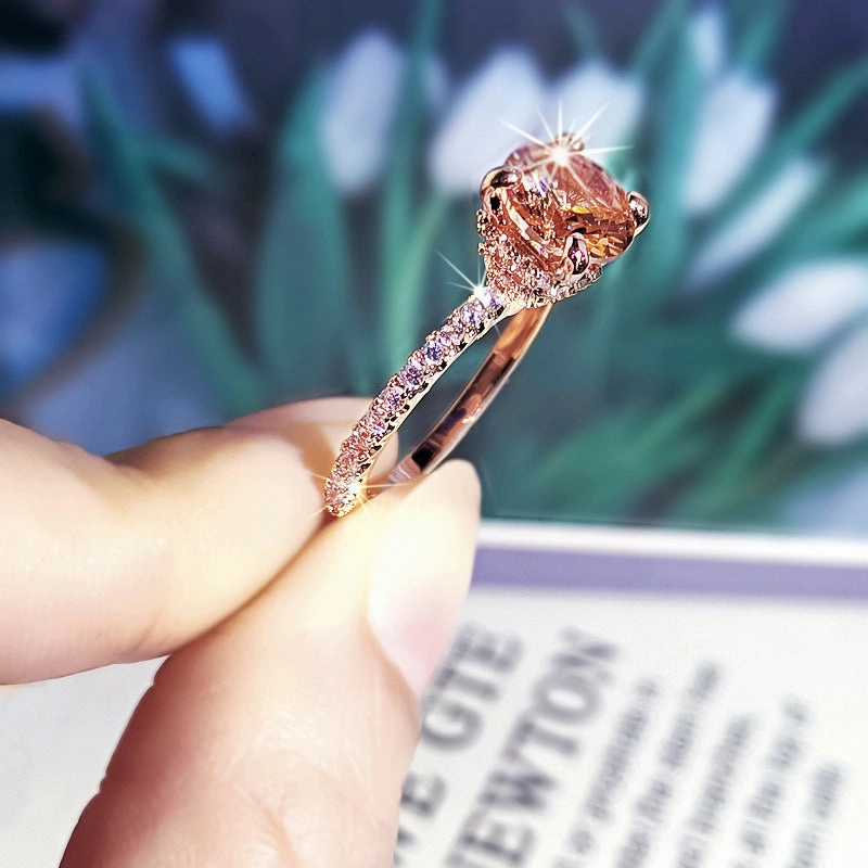 Wholesale Copper Plated Rose Gold Zircon Rings