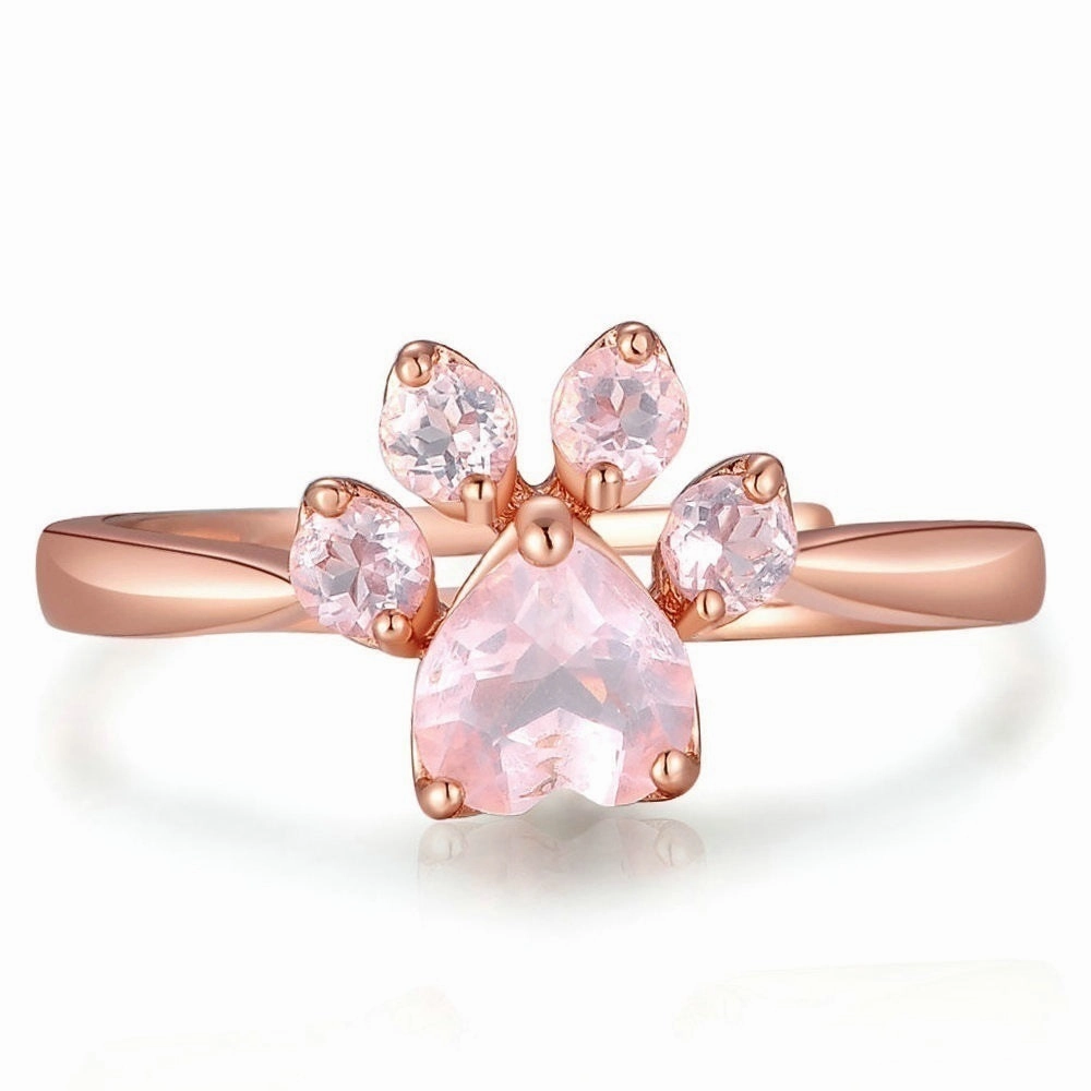 Wholesale Copper Powder Crystal Zircon Open Cat Claw Ring
