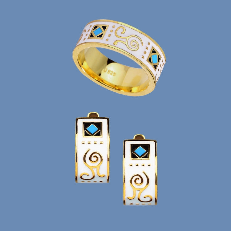 Wholesale Copper Rings Earrings Enamel Set of Two