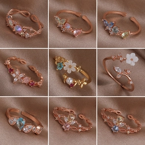 Wholesale Copper Shell Flower Open Ring