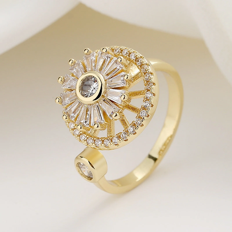Wholesale Copper Spinning Clover Opening Adjustable Ring