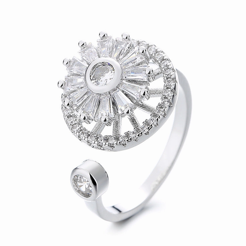 Wholesale Copper Spinning Clover Opening Adjustable Ring