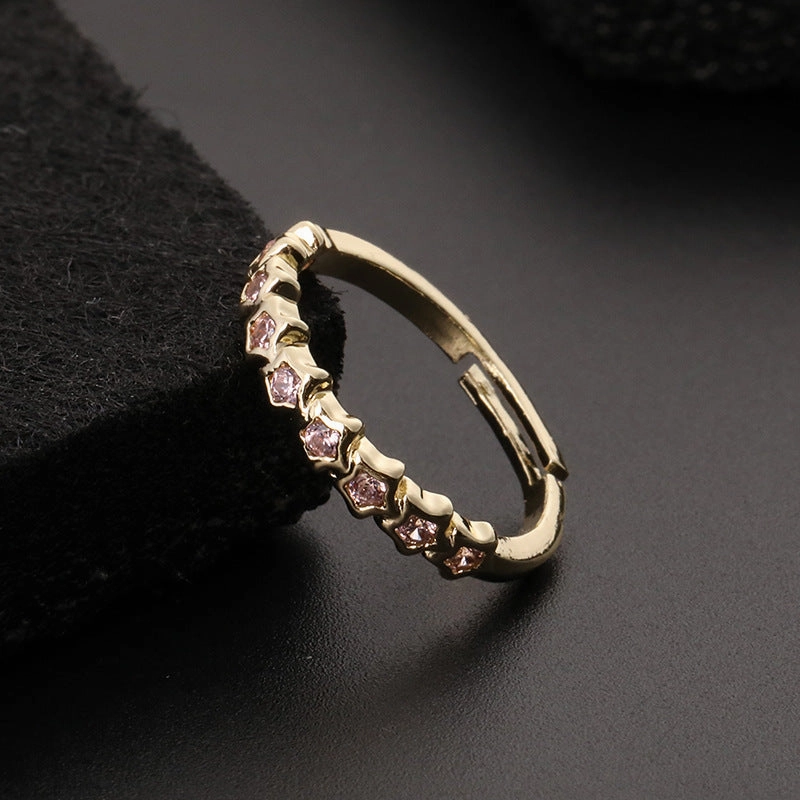 Wholesale Copper Star Rainbow Opening Adjustable Ring