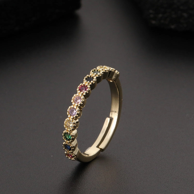 Wholesale Copper Star Rainbow Opening Adjustable Ring