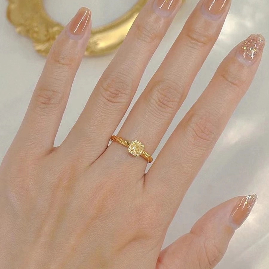 Wholesale Copper Sugar Yellow Crystal Gemstone Yellow Diamond Rings