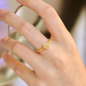 Wholesale Copper Sugar Yellow Crystal Gemstone Yellow Diamond Rings