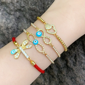 Wholesale Copper Trendy Dragonfly Heart Bracelet