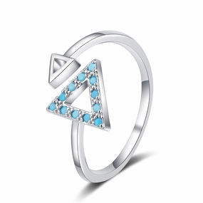 Wholesale Copper Triangle Set Zircon Open Ring