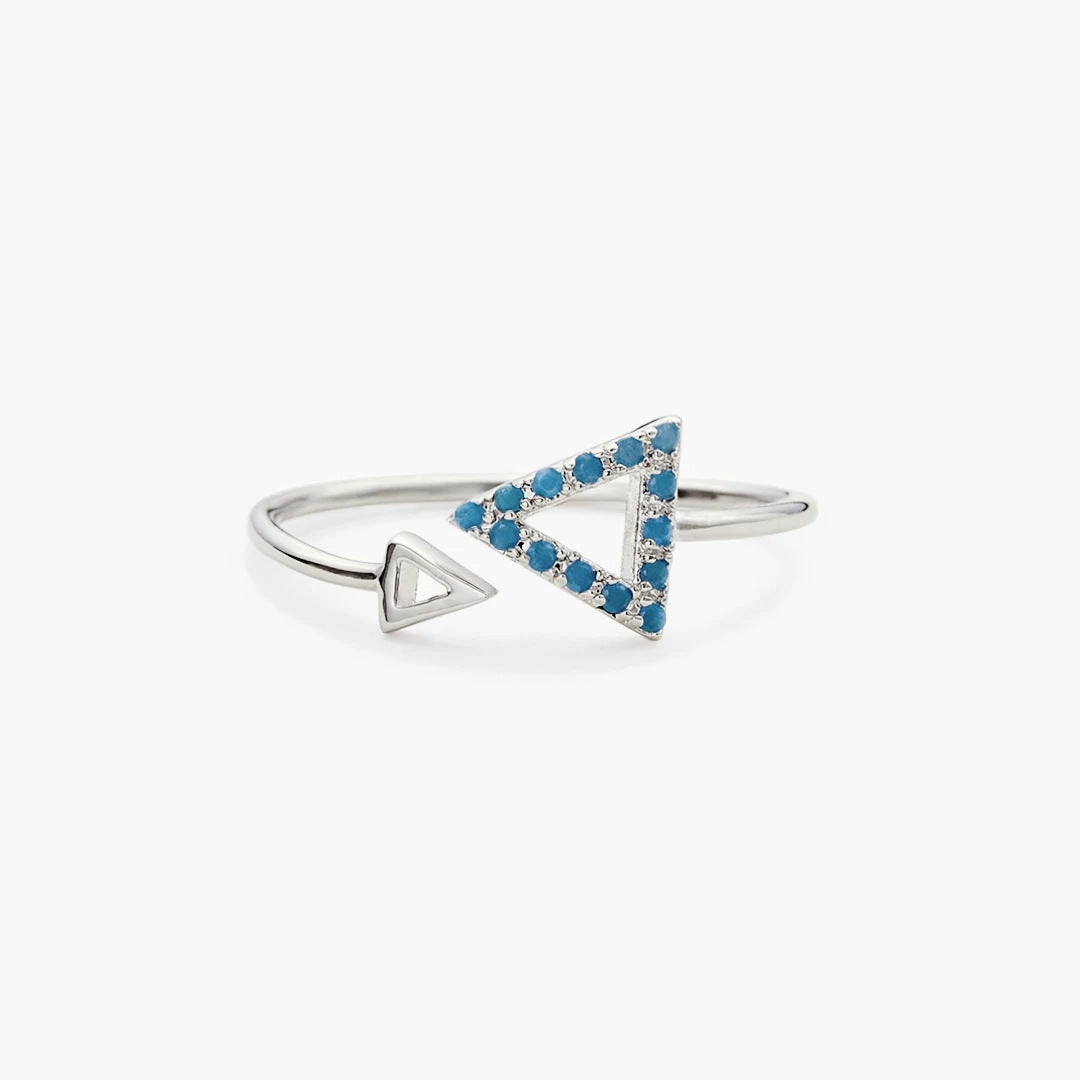 Wholesale Copper Triangle Set Zircon Open Ring