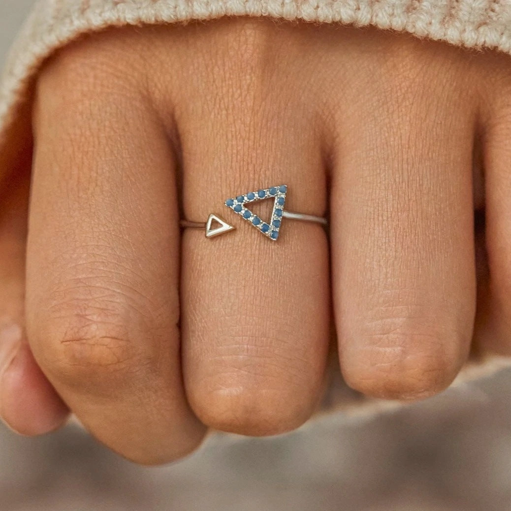 Wholesale Copper Triangle Set Zircon Open Ring