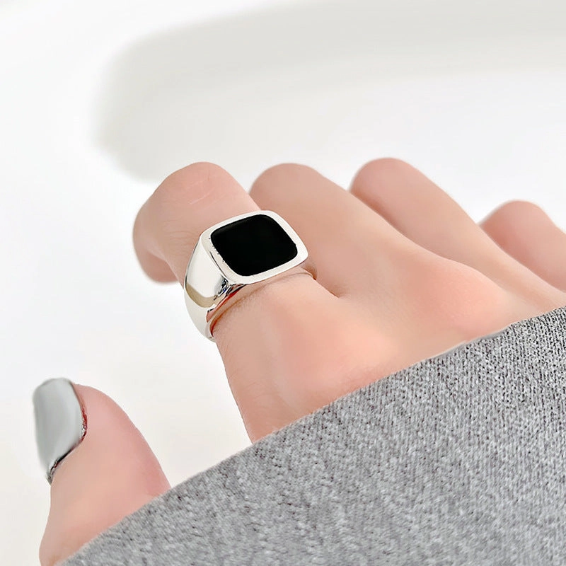 Wholesale Copper Zhendianzhibao Geometric Square Round Glossy Open Ring
