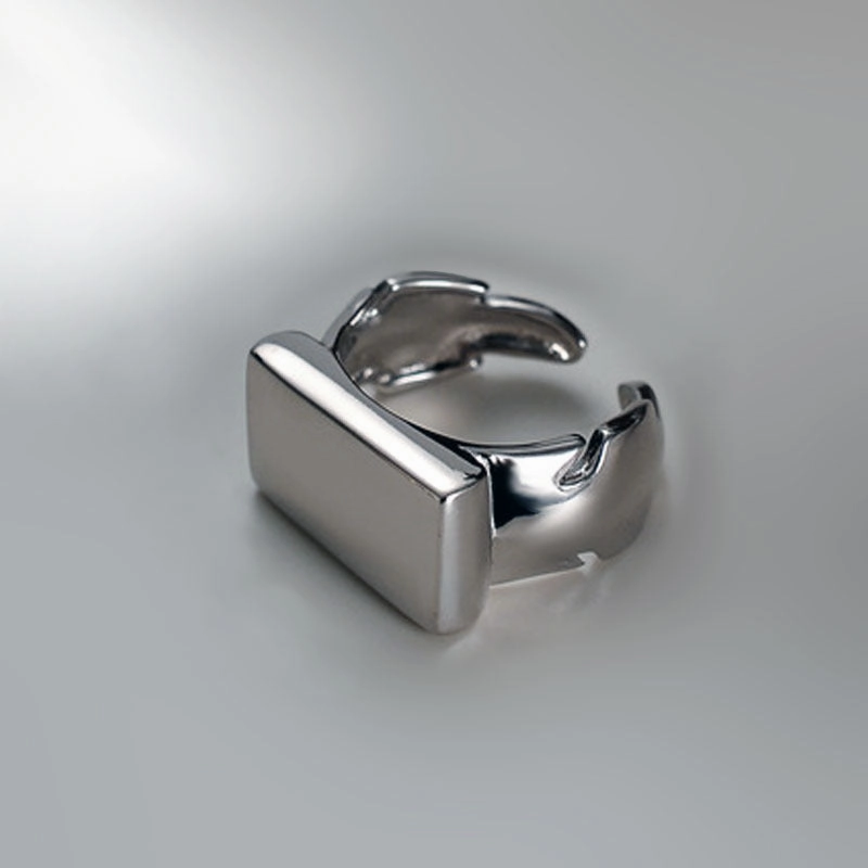 Wholesale Copper Zhendianzhibao Geometric Square Round Glossy Open Ring