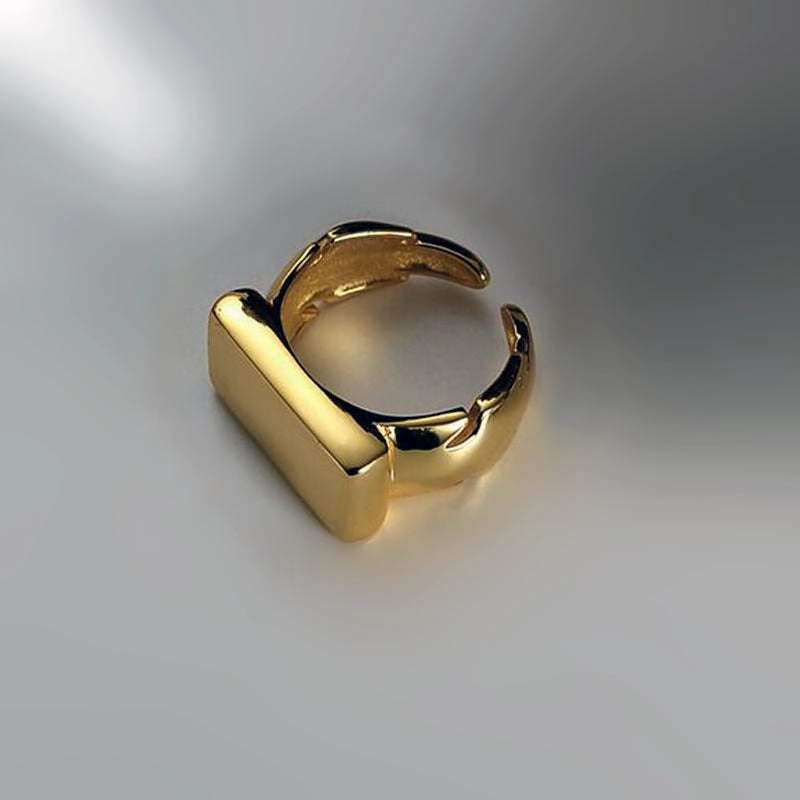 Wholesale Copper Zhendianzhibao Geometric Square Round Glossy Open Ring