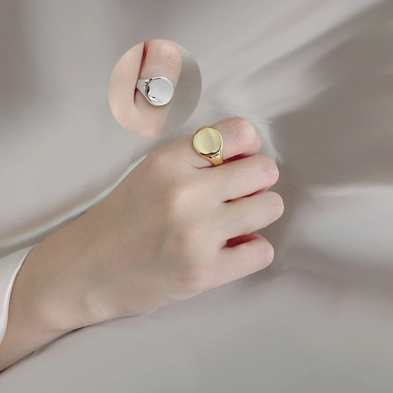 Wholesale Copper Zhendianzhibao Geometric Square Round Glossy Open Ring