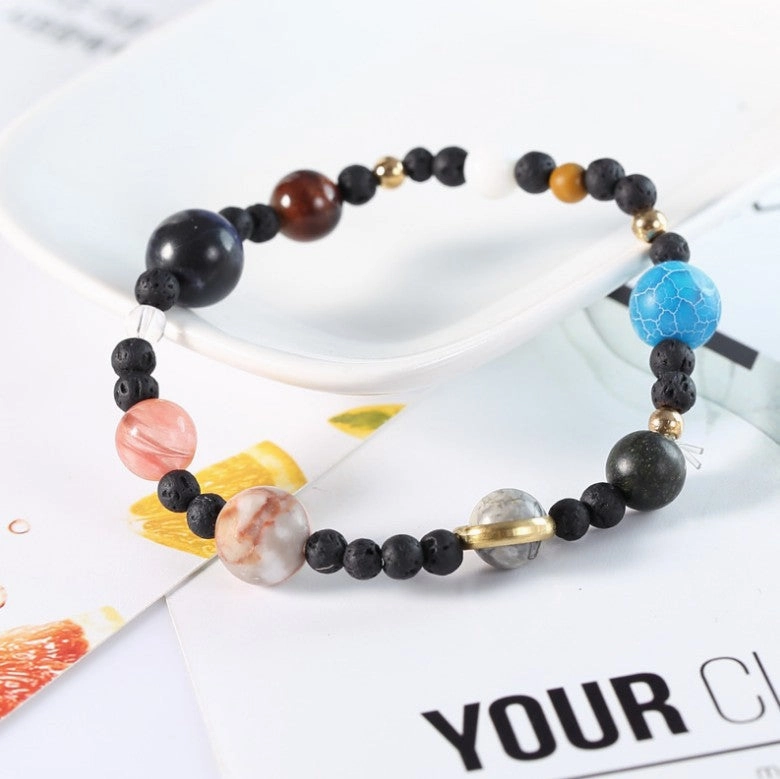 Wholesale Cosmos Galaxy Nine Planets Stretch Stone Bracelet