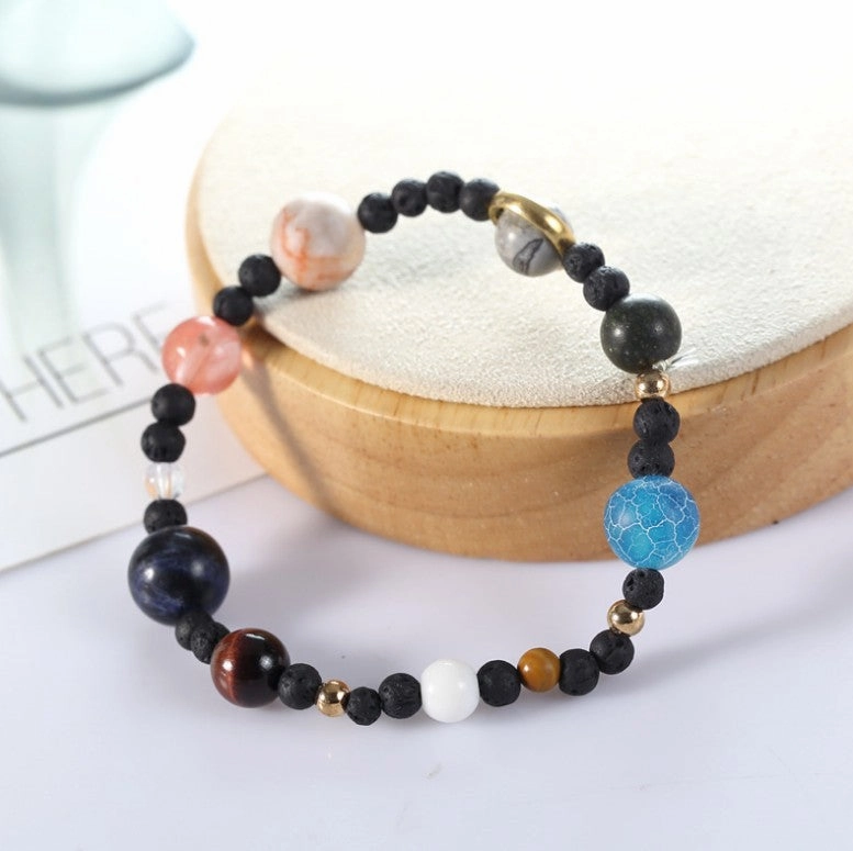 Wholesale Cosmos Galaxy Nine Planets Stretch Stone Bracelet