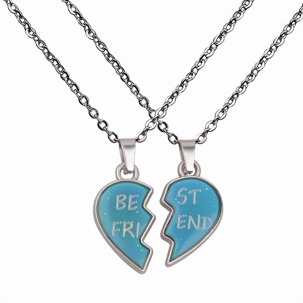 Wholesale Couple Angel Wings Love Temperature Sensation Color Changing Stainless Steel Necklaces
