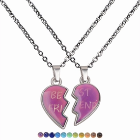 Wholesale Couple Angel Wings Love Temperature Sensation Color Changing Stainless Steel Necklaces