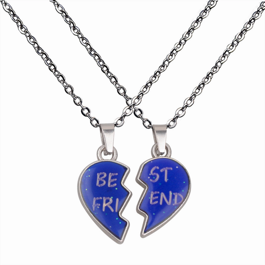 Wholesale Couple Angel Wings Love Temperature Sensation Color Changing Stainless Steel Necklaces
