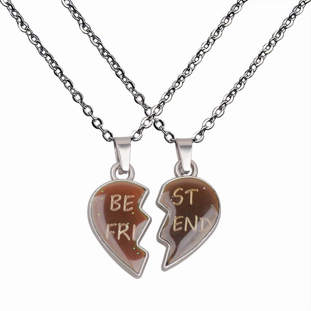 Wholesale Couple Angel Wings Love Temperature Sensation Color Changing Stainless Steel Necklaces