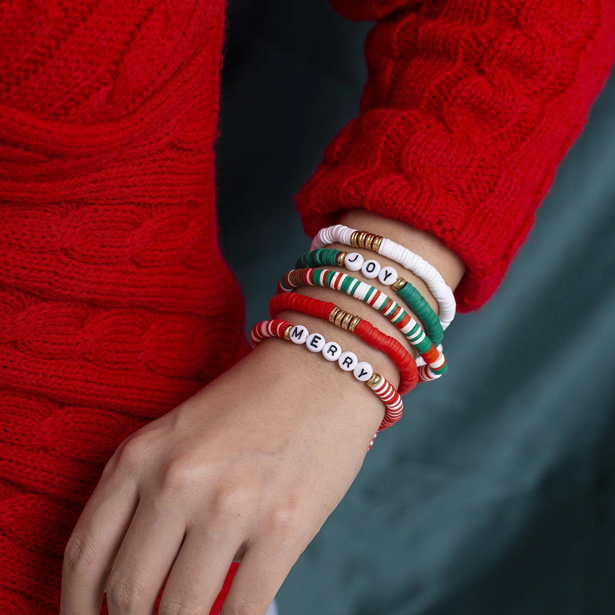 Wholesale Creative Color Letters Christmas Resin Bracelet