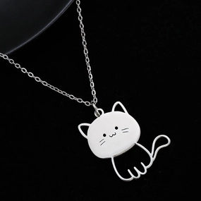 Wholesale Creative Fashion Big Head Cat Stainless Steel Titanium Steel No Fading Necklaces