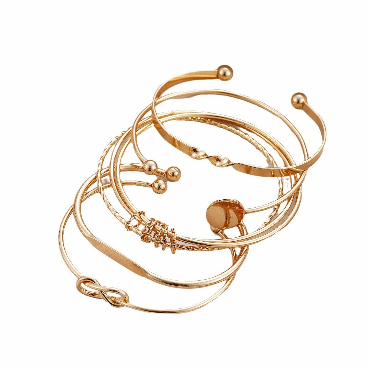 Wholesale Creative geometric smooth open knot bracelet 5-piece set