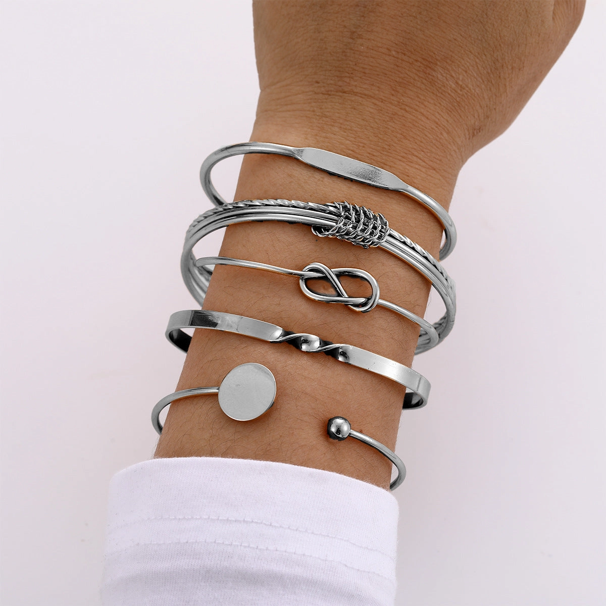 Wholesale Creative geometric smooth open knot bracelet 5-piece set