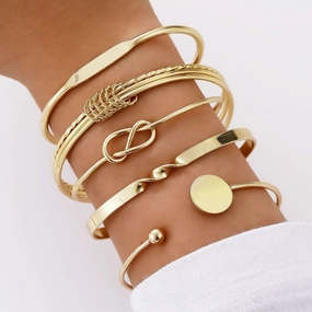 Wholesale Creative geometric smooth open knot bracelet 5-piece set