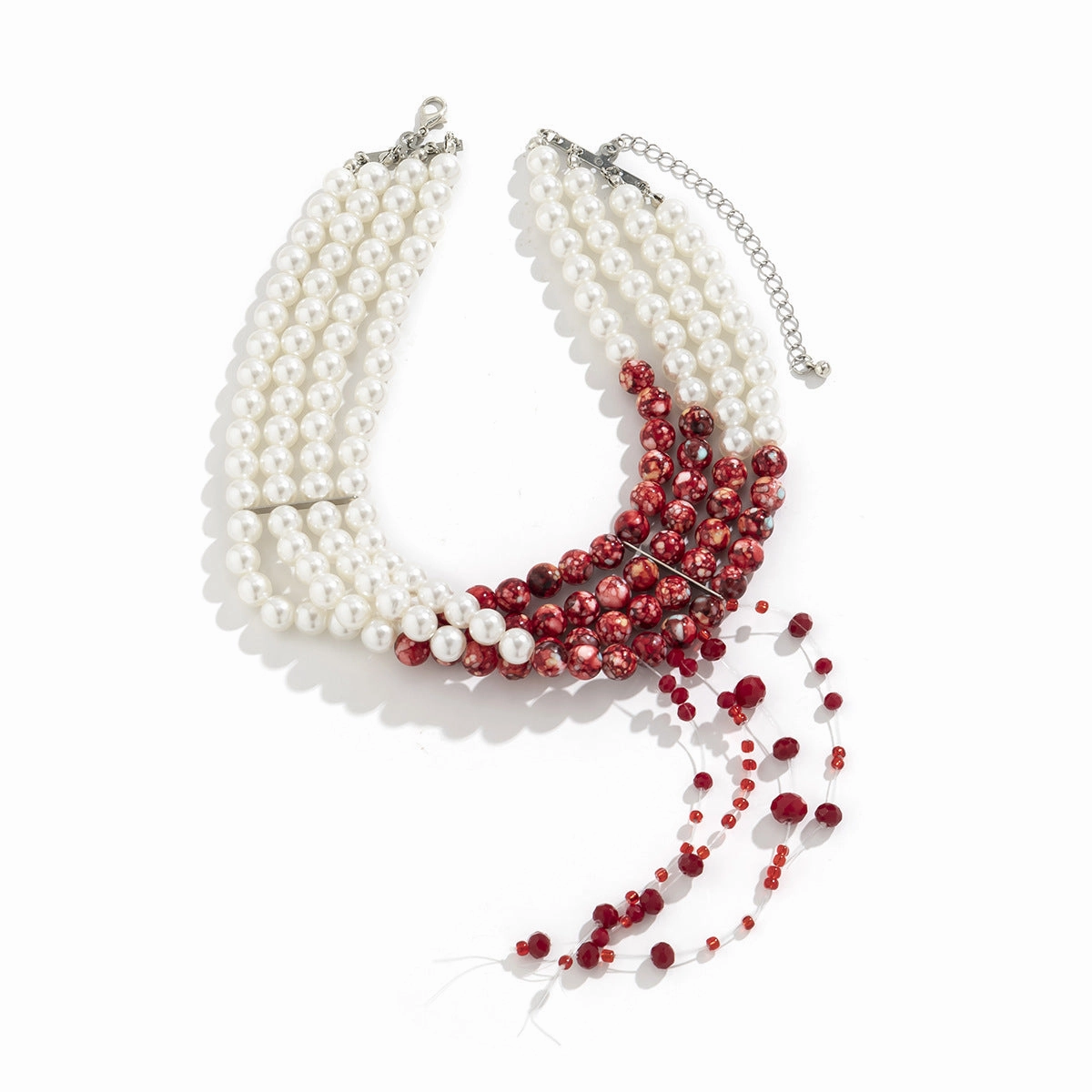 Wholesale Creative Halloween Blood Drop Tassel Imitation Pearl Acrylic Necklaces