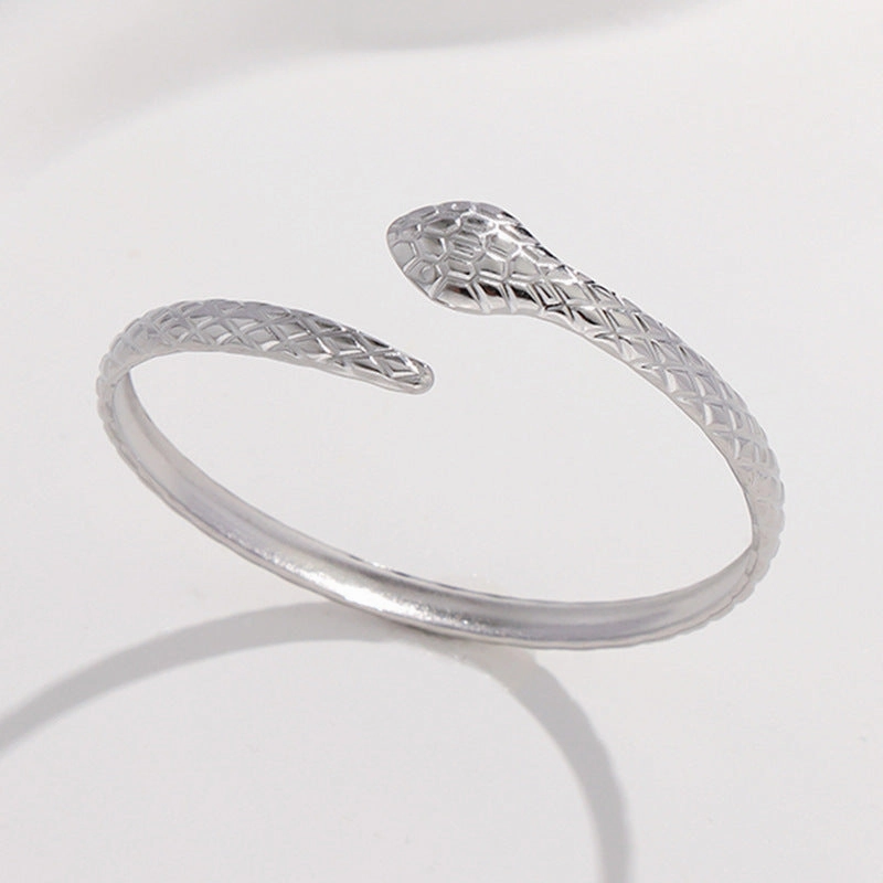 Wholesale Creative Snake-shaped Opening Titanium Steel C-shaped Adjustable Stainless Steel Bracelet