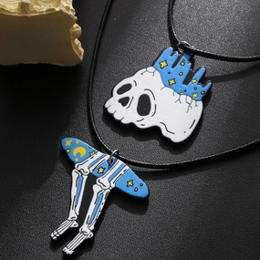 Wholesale Creative Starry Sky Skull Head Acrylic Necklace