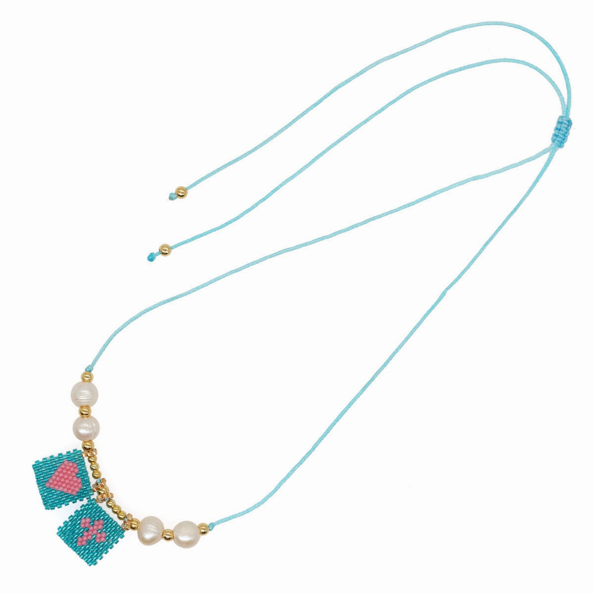 Wholesale Cross Beads Woven Square Hang Tag Necklaces
