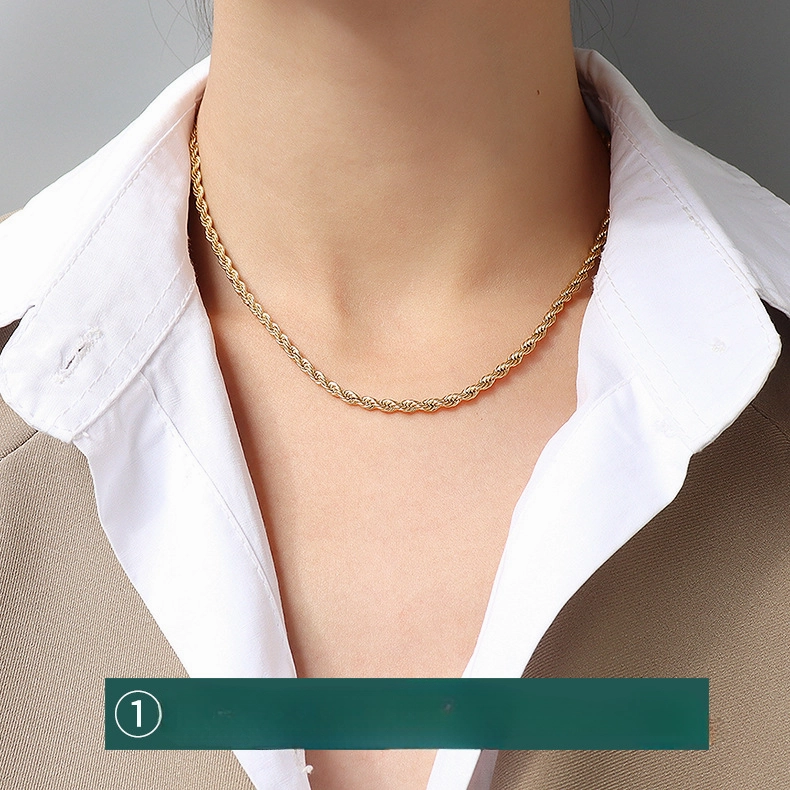 Wholesale Cross Chain Twist Chain Titanium Steel Plating 18K Gold Stainless Steel Necklaces