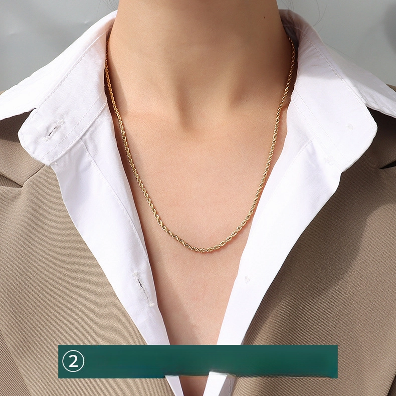 Wholesale Cross Chain Twist Chain Titanium Steel Plating 18K Gold Stainless Steel Necklaces
