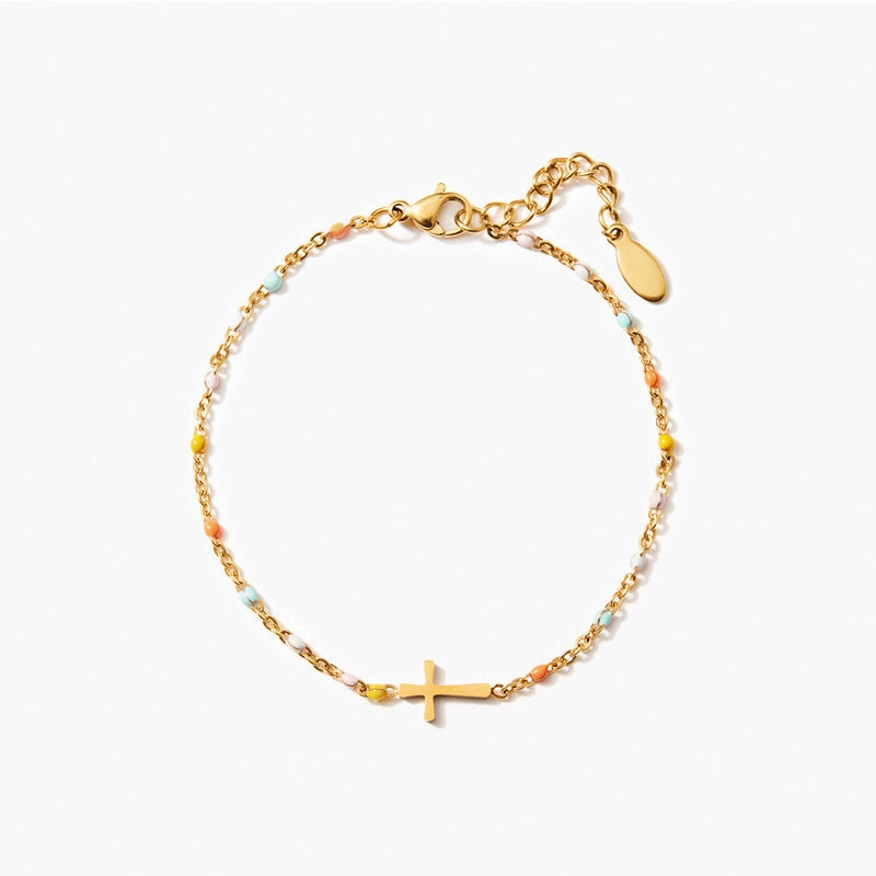 Wholesale Cross Enamel Silver Bracelets
