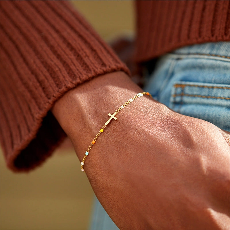 Wholesale Cross Enamel Silver Bracelets