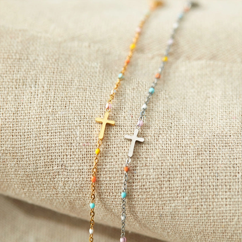 Wholesale Cross Enamel Silver Bracelets