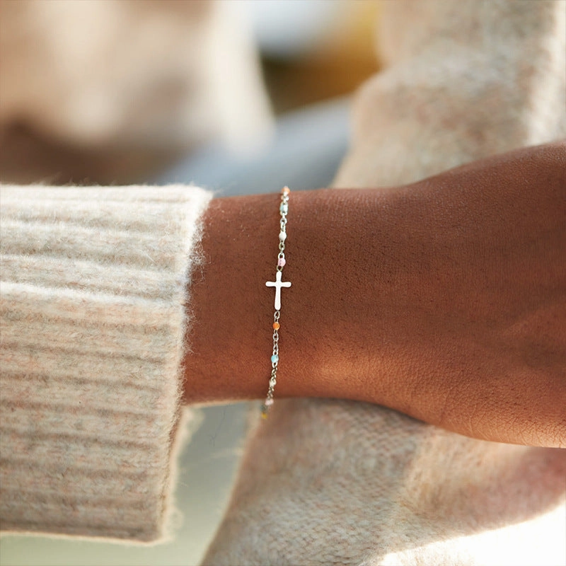 Wholesale Cross Enamel Silver Bracelets