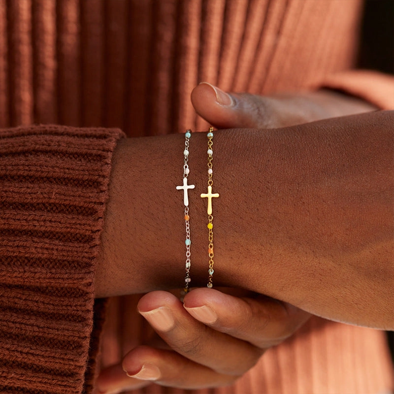 Wholesale Cross Enamel Silver Bracelets