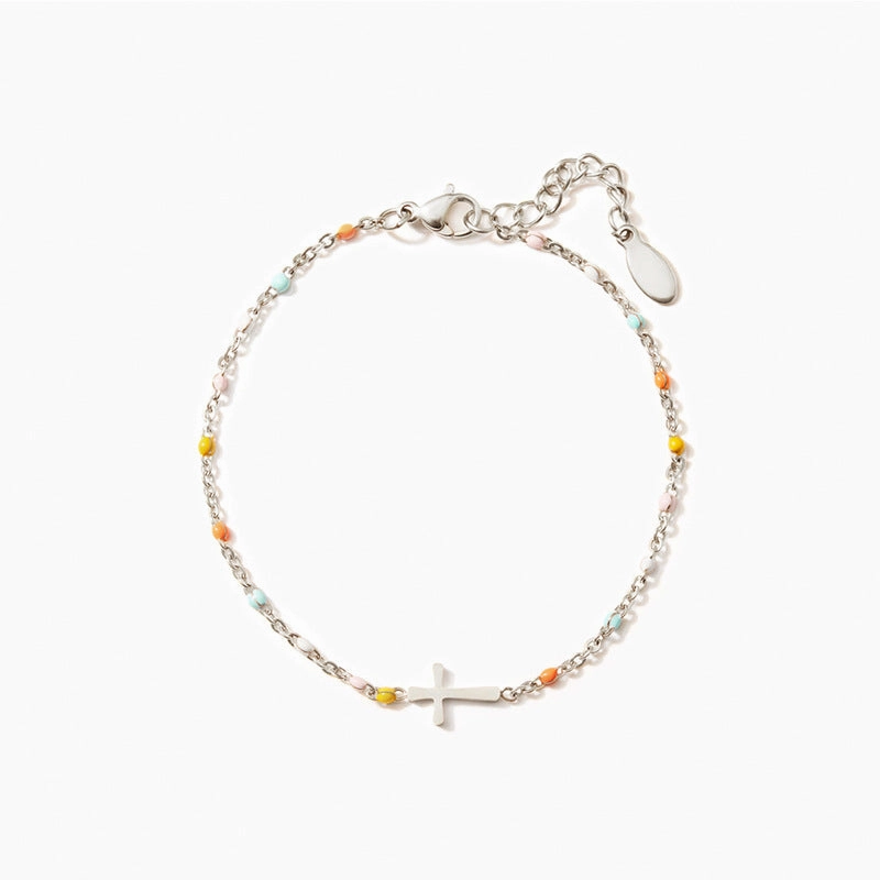 Wholesale Cross Enamel Silver Bracelets