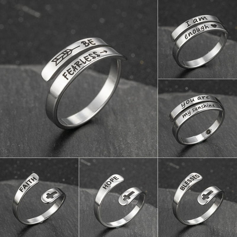 Wholesale Cross English Alphabet Titanium Steel Rings