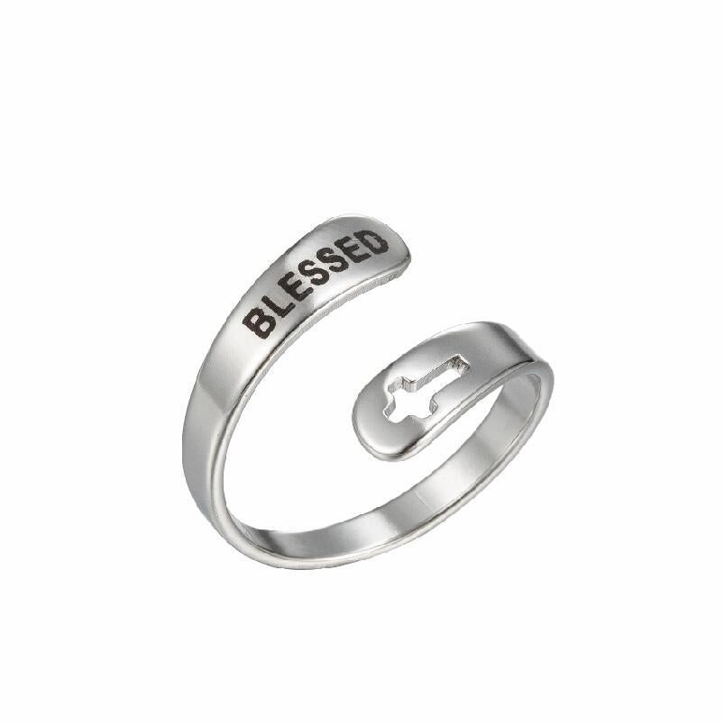 Wholesale Cross English Alphabet Titanium Steel Rings