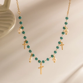Wholesale Cross Freshwater Pearl Tassel Pendant Necklaces