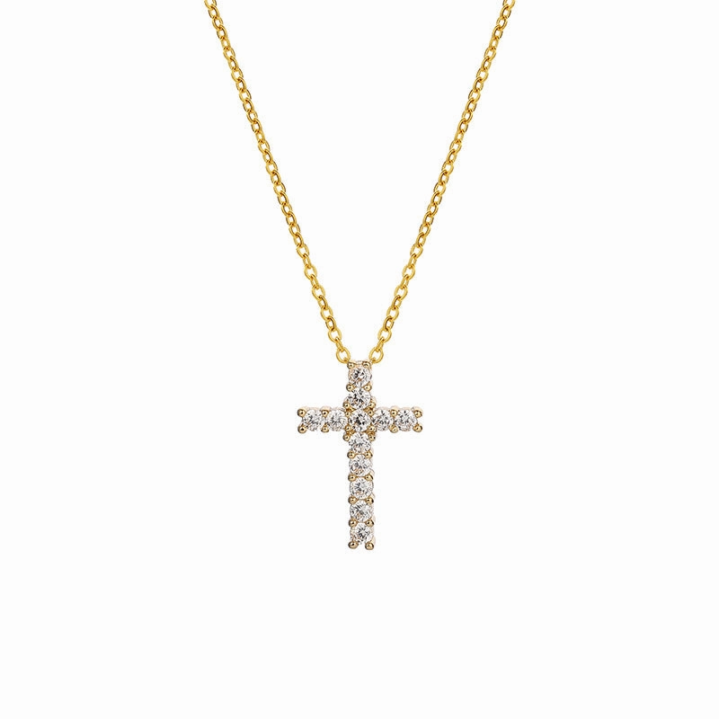 Wholesale Cross Inlaid Zircon Stainless Steel Necklace